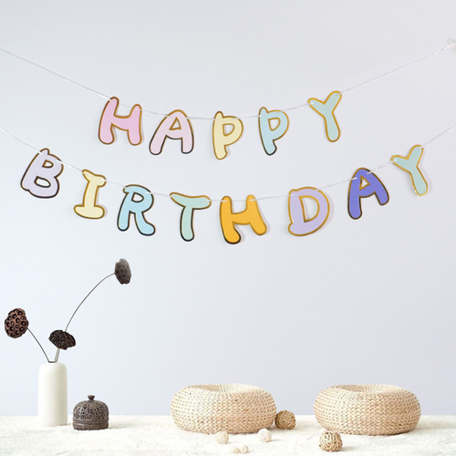 Birthday party flag pulling scene background wall decoration banner layout banner decoration banner bunting room hanging decorations