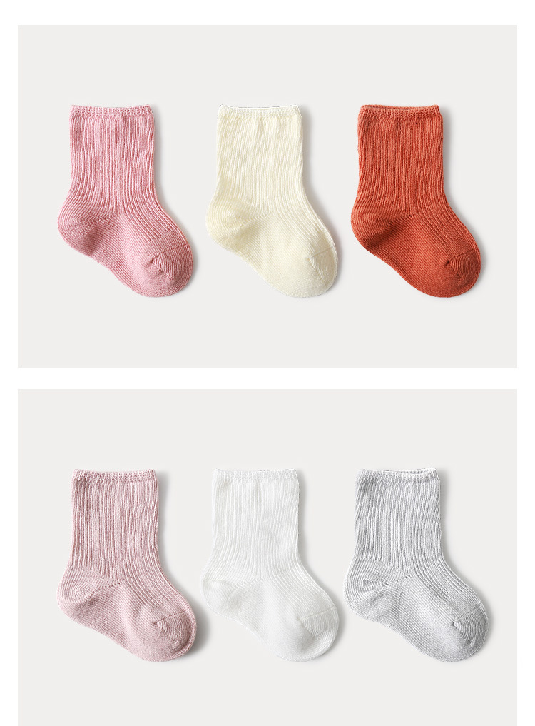 Automne / Hiver Nouveau Style Coton Bébé Chaussettes Couleur Unie Enfants Chaussettes Lâche Bouche En Gros display picture 13