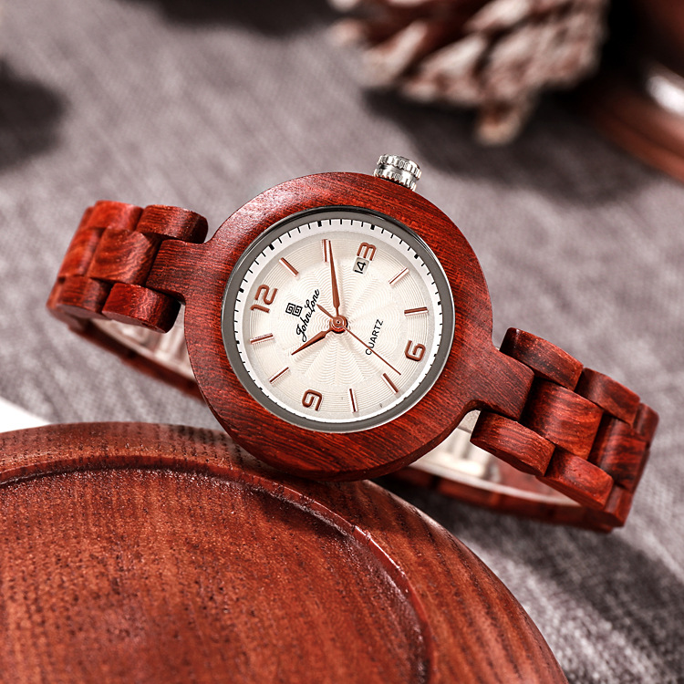 Factory wholesale JohnLone brand foreign trade sandalwood women's leisure calendar watches can be made separately LOGO