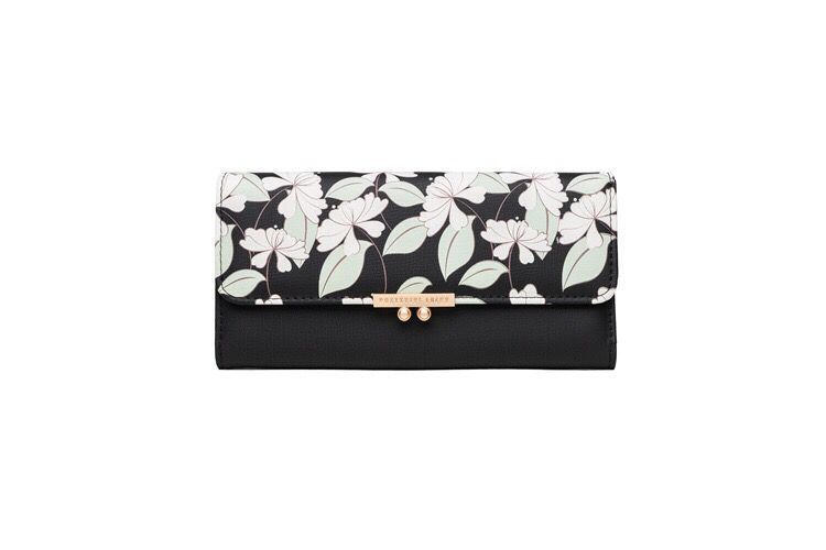 Elegant Style Square Shape Women's Flower Pu Leather Buckle Wallets