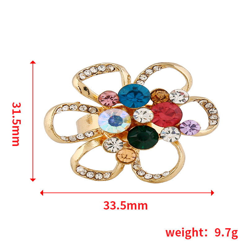 Retro Diamond Hollow Flower Ring display picture 20