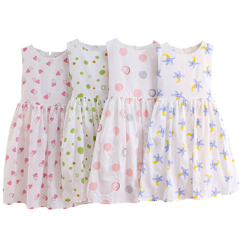 Girls' Cotton Skirt 2024 New Summer Clothes for Children, Medium and Large Children, Western Style Floral Cotton Dress, Long Skirt, Full Cotton Skirt