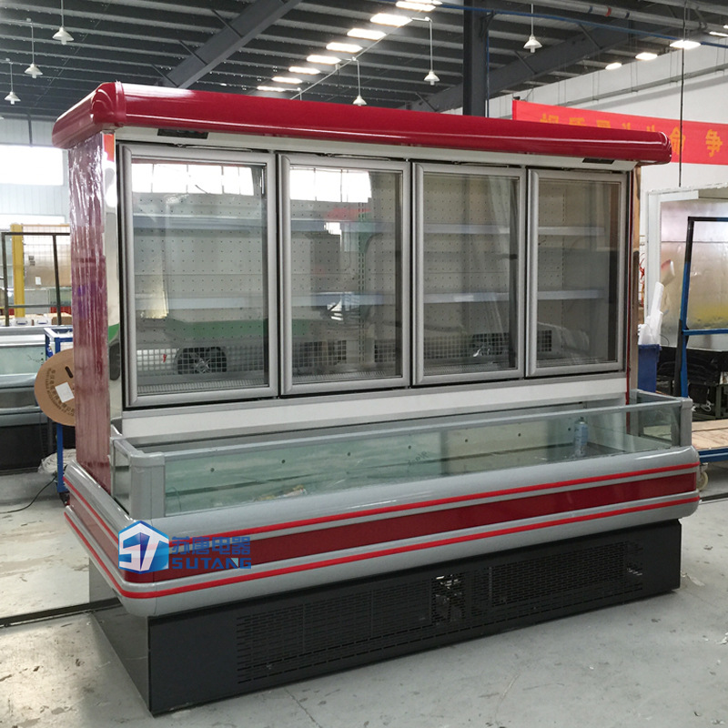 苏唐子母柜 风冷双温展示柜 节约空间的冷冻冷柜 水饺酸奶冷藏柜