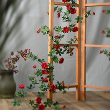 仿真玫瑰花藤蔷薇藤条藤蔓遮挡缠绕室内墙面橱窗装饰十里香花藤