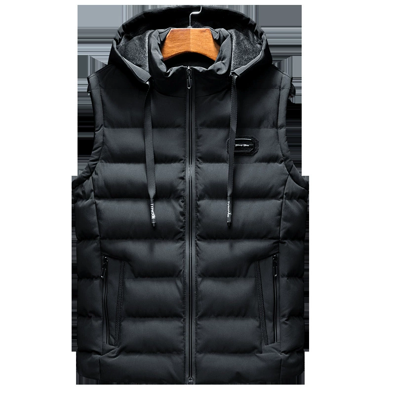 Demi-season vest with hood, keep warm cotton jacket for beloved with down, Korean style