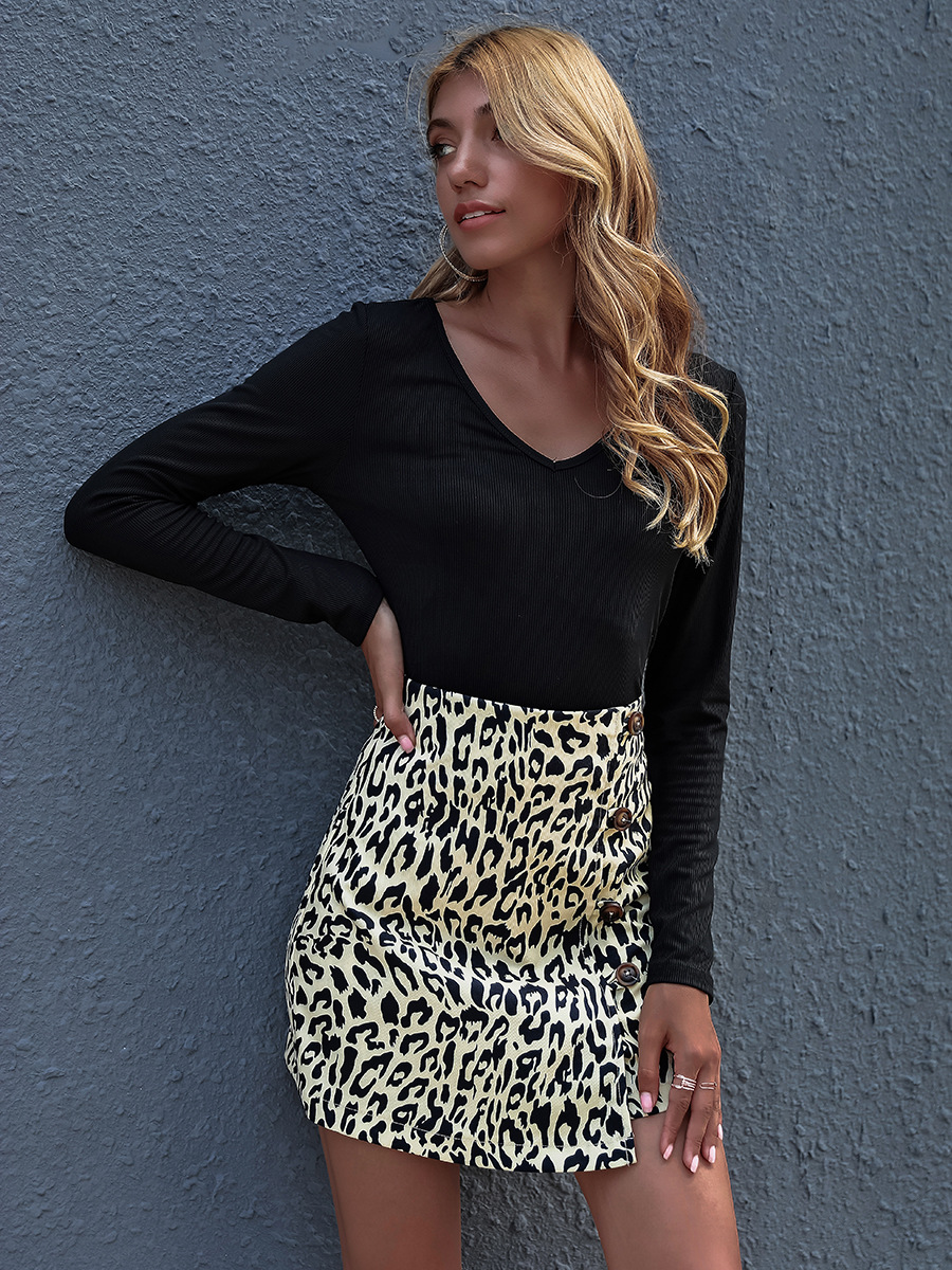 Hot Sale Autumn New Sexy Leopard Print High Waist A-line Hip Skirt NSAL1928