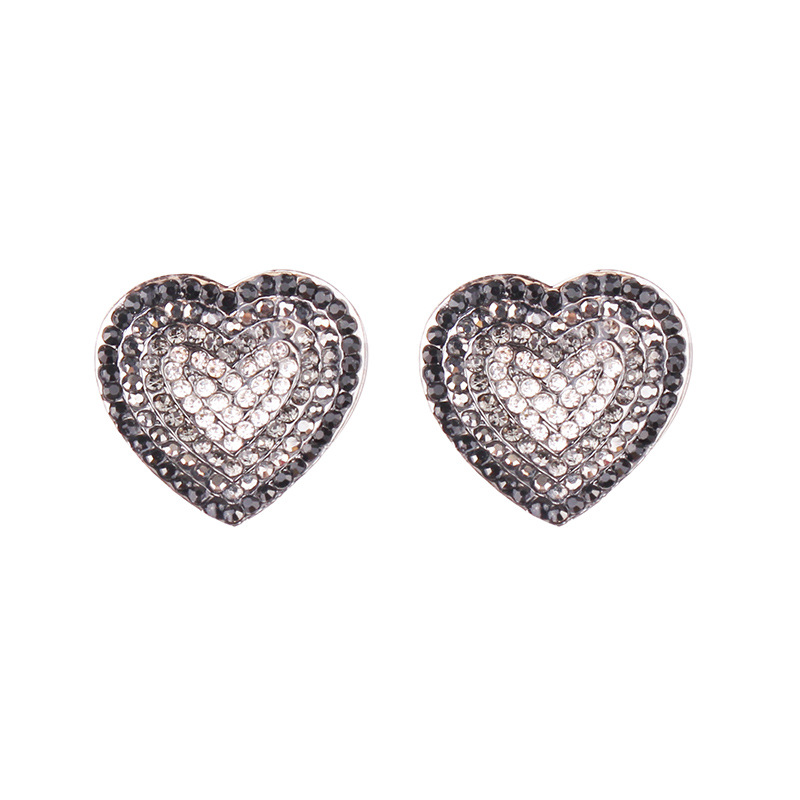 Holiday, Daily Occasion Alloy Material Heart Shape Pattern Lady Heart Shape Alloy Inlay Artificial Gemstones Women's Ear Studs