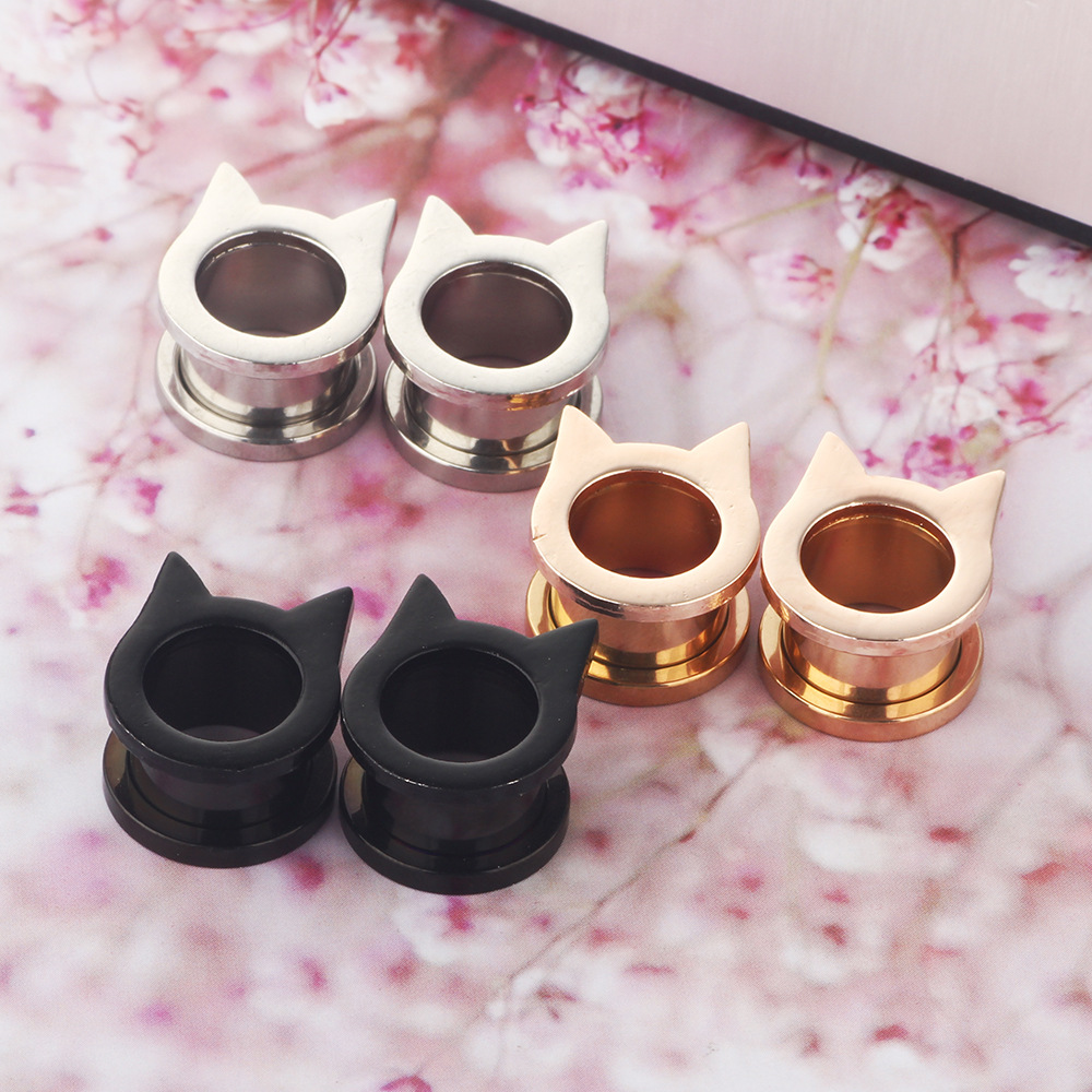 Rose Gold 16mm Stainless Steel Bat Shape Ear Expander Fashion Trendy Men's Women Earrings detail image 10