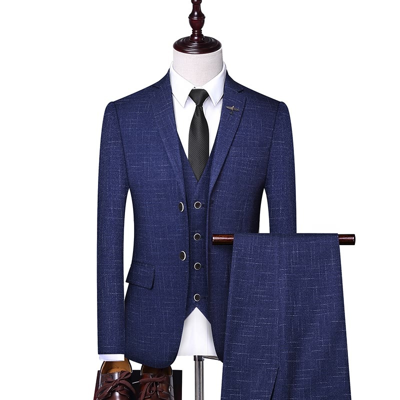 Hongerwo New Men's Clothing Spring and Autumn Men's Casual Suit Korean Style Slim-fit Three-piece Small Suit Formal Dress