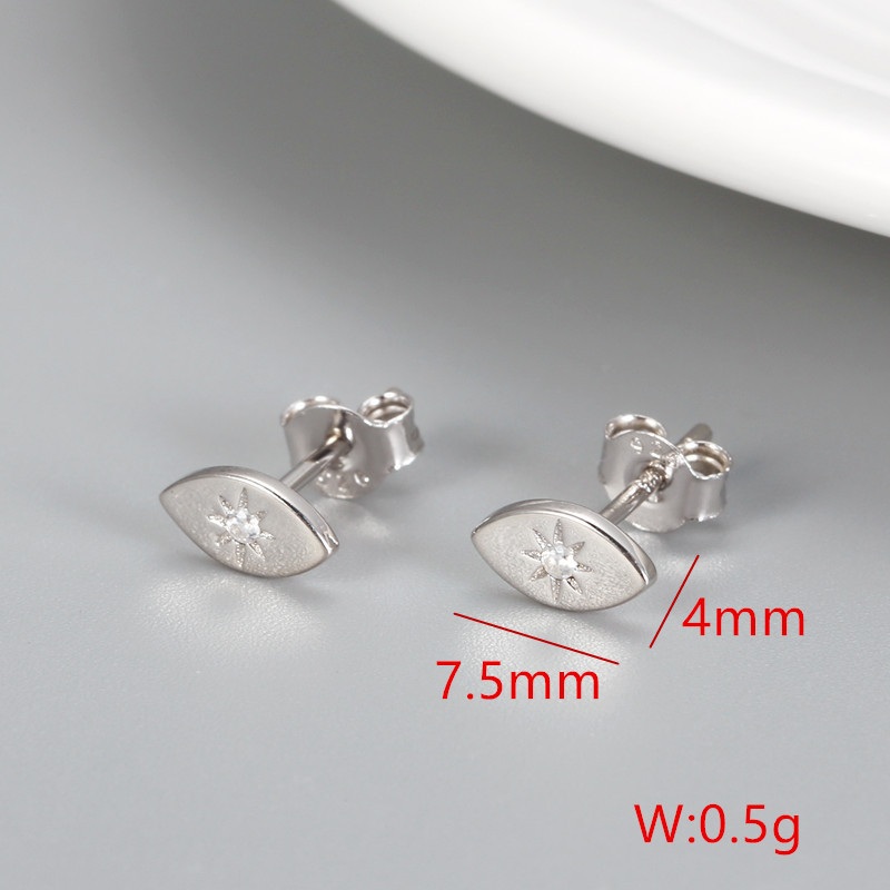 1 Pair Simple Style Eye Sterling Silver Plating Inlay Artificial Gemstones Ear Studs display picture 7