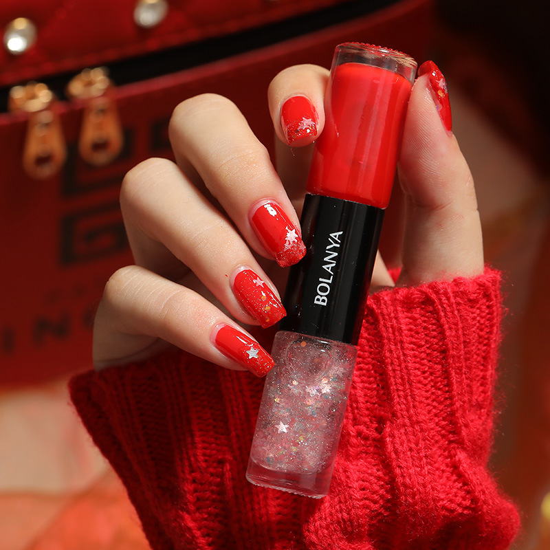 Suministro exclusivo transfronterizo de esmalte de uñas de dos tonos a base de aceite, sin necesidad de hornear, de secado rápido, duradero, no se desprendes, no se decolora, conjunto blanqueador para el cuidado de las uñas.