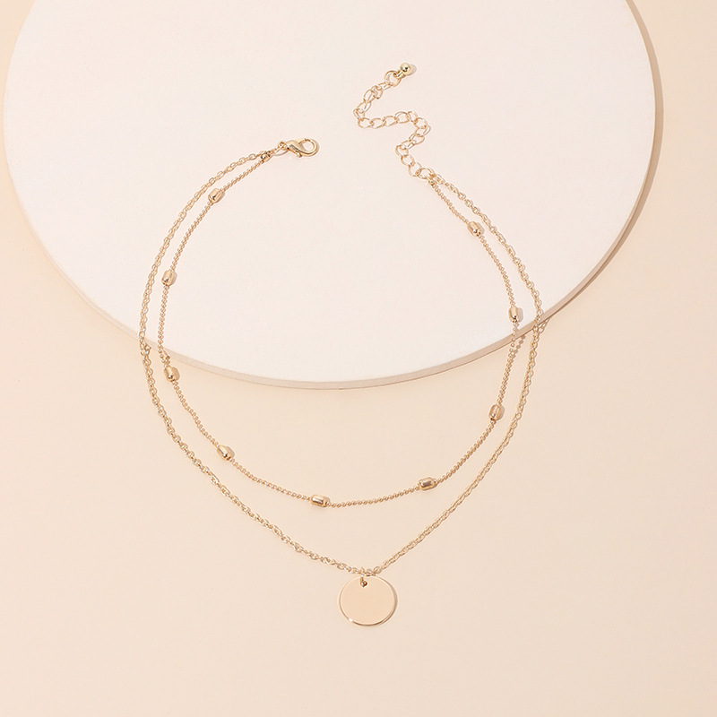 7g Weight Necklace Classification Wedding, Travel Occasion Women'S Gender Gold Color Hot Selling Fashion Multi-layer Personality Sequin Stacked Necklace 3