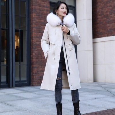 厂家直销2020新款派克服女可拆卸兔毛内胆狐狸毛领皮草外套大衣