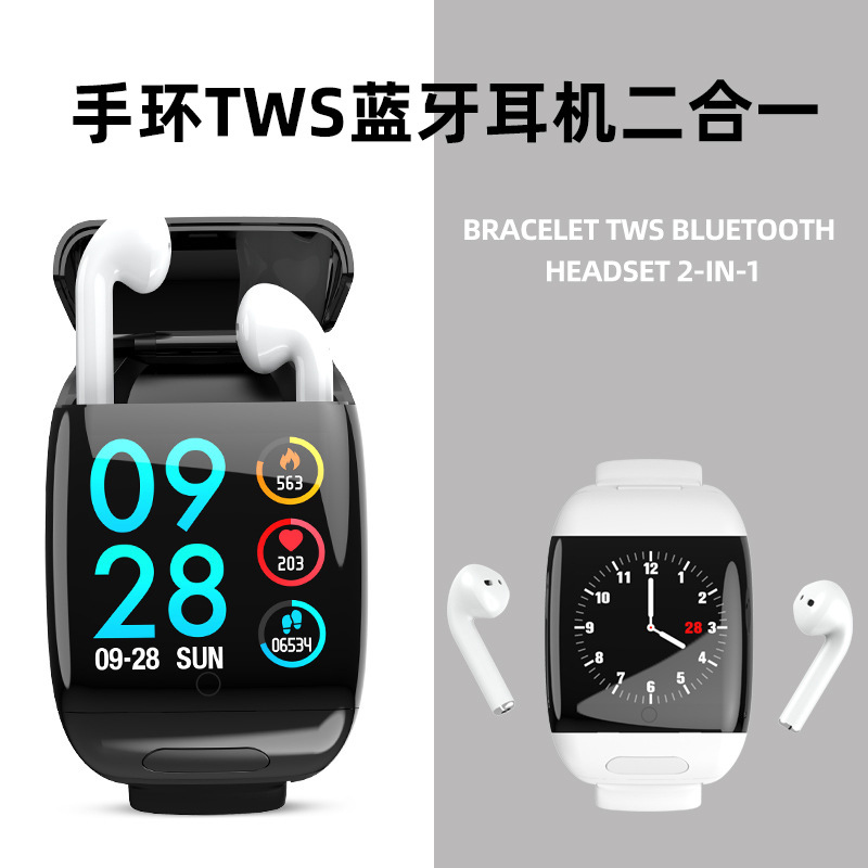 intelligence motion Bracelet high definition TWS wireless Bluetooth headset Two-in-one Heart Rate Telephone Conversation watch