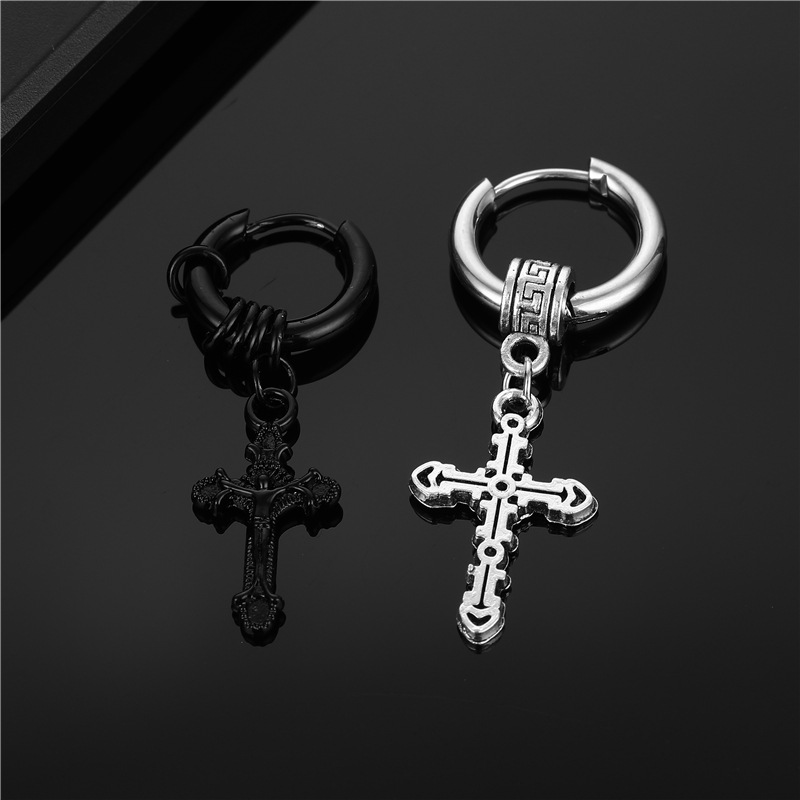 Gothic Cross Water Droplets Stainless Steel Drop Earrings Polishing Stainless Steel Earrings display picture 2