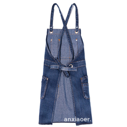 Kitchen apron work kitchen apron denim coffee milk tea shop barber men's and women's work clothes children's custom logo