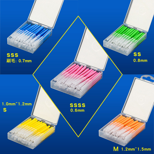 Cross-border Cleanpik straight interdental brush teeth brushing tip orthodontic toothbrush stainless steel wire 40 pcs/box