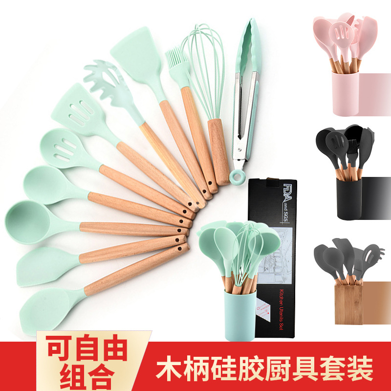 Cross-border stock wooden handle silicon...