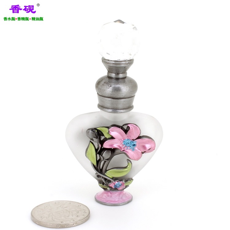 香砚定做款6ml心形粉大花朵款原色宫廷顶粉红底贵夫人精油瓶摆