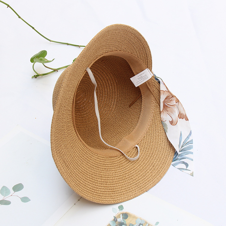 Women's Vacation Solid Color Bowknot Straw Hat display picture 6