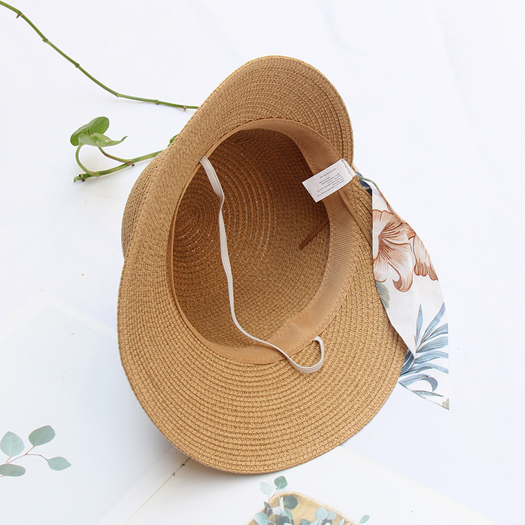 Wide Eaves Rim Women's Vacation Solid Color Bowknot Straw Hat