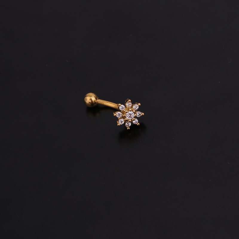 Ear Cartilage Rings & Studs Lady Flower 316 Stainless Steel  Copper Inlaid Zircon display picture 14