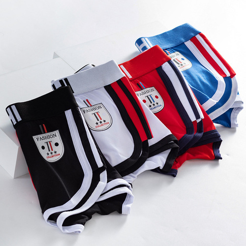 Personalized men's underwear sports boxer briefs pure cotton large size new sexy boys antibacterial Korean style boxer shorts