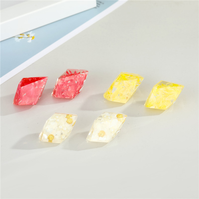 Korean Creative Personality Simple Diamond-shaped Dried Flower Earrings display picture 1