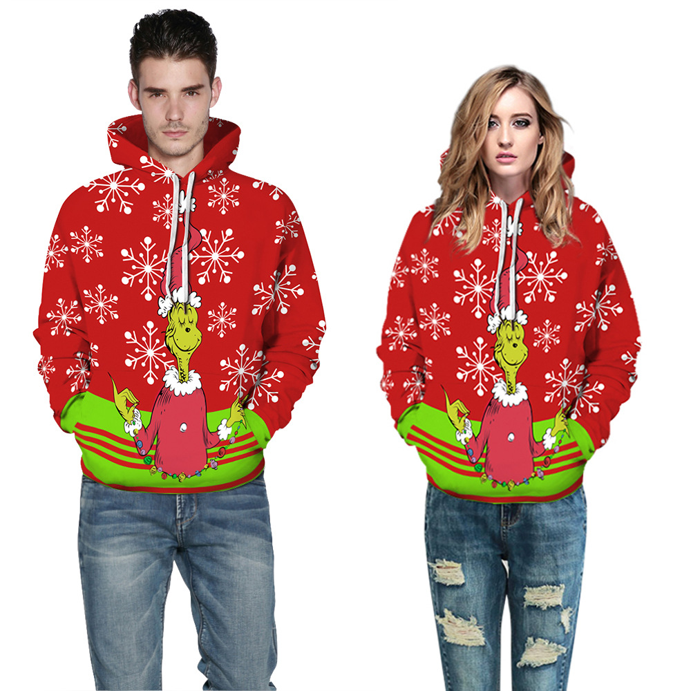 Santa Claus digital printing couples fall/winter loose plus size men's sweater