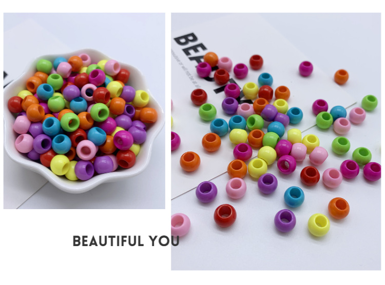 Factory direct sales of 8mm large-hole solid color round acrylic beads, diy handcrafted children's toy bracelets, versatile beads detail image 7
