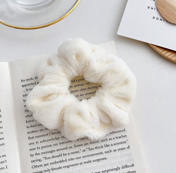 Hair Scrunchie (Brand) Cute Plush Elastic, Soft Fluffy Large-Loop, Multi Colors