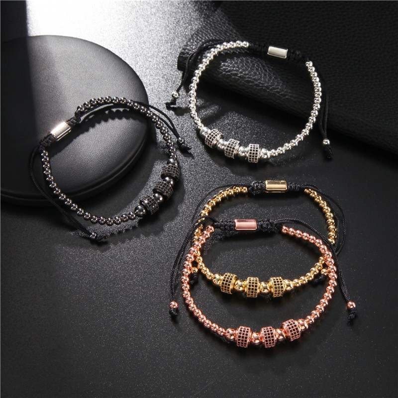 Fashion Copper Bead Woven Micro Inlaid Zircon Wheel Bracelet Wholesale Bracelets display picture 4