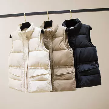 Cotton Vest Jacket Women's versatile short 2020 new thermal vest casual bread coat sleeveless shoulder - ShopShipShake