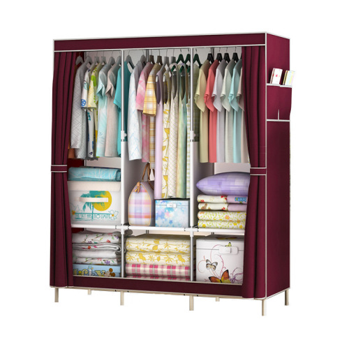 Simple Wardrobe Combination Home Hanging Wardrobe Mobile Curtain Closet Simple Assembly Walk-in Closet Storage Hanging Wardrobe