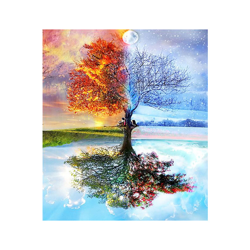 Tree Reflection Oil Painting