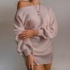 Casual off shoulder Lantern Sleeve knitted wool dress