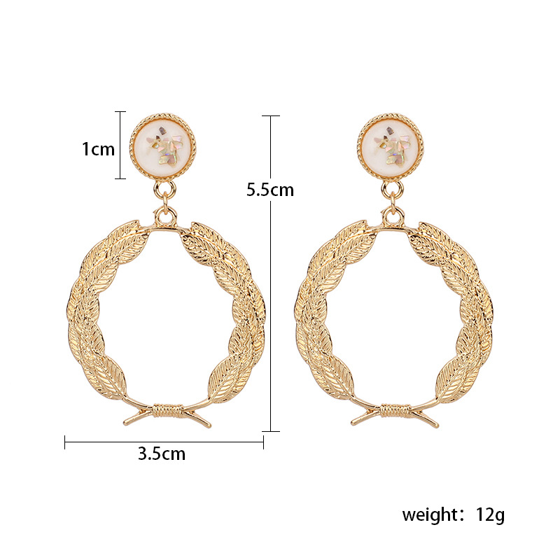 13g Weight Earrings, Ear Studs Classification Wedding, Travel Occasion Alloy Material Women'S Gender Gold Color Korea Cute Fashion Round Wreath Geometric Alloy Women's Earrings Nihaojewlery 无