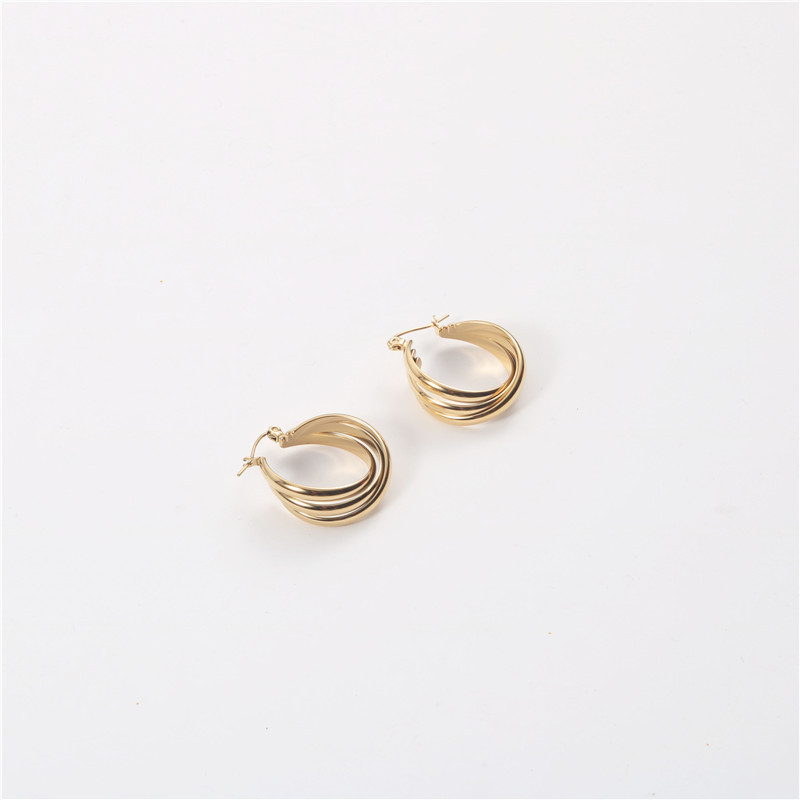 304 Stainless Steel Ear Needle Material 18K Gold Plating Material PVD Coated 18K Gold Real Gold Plated Solid Color 201 Stainless Steel Fashion Waterproof Non Tarnish Earrings