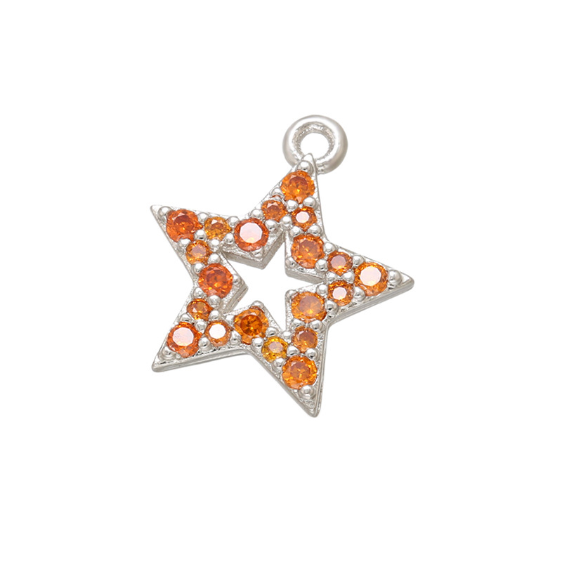 Micro-inlaid Colored Heart Five-pointed Star Small Pendant Diy Jewelry Accessory display picture 11