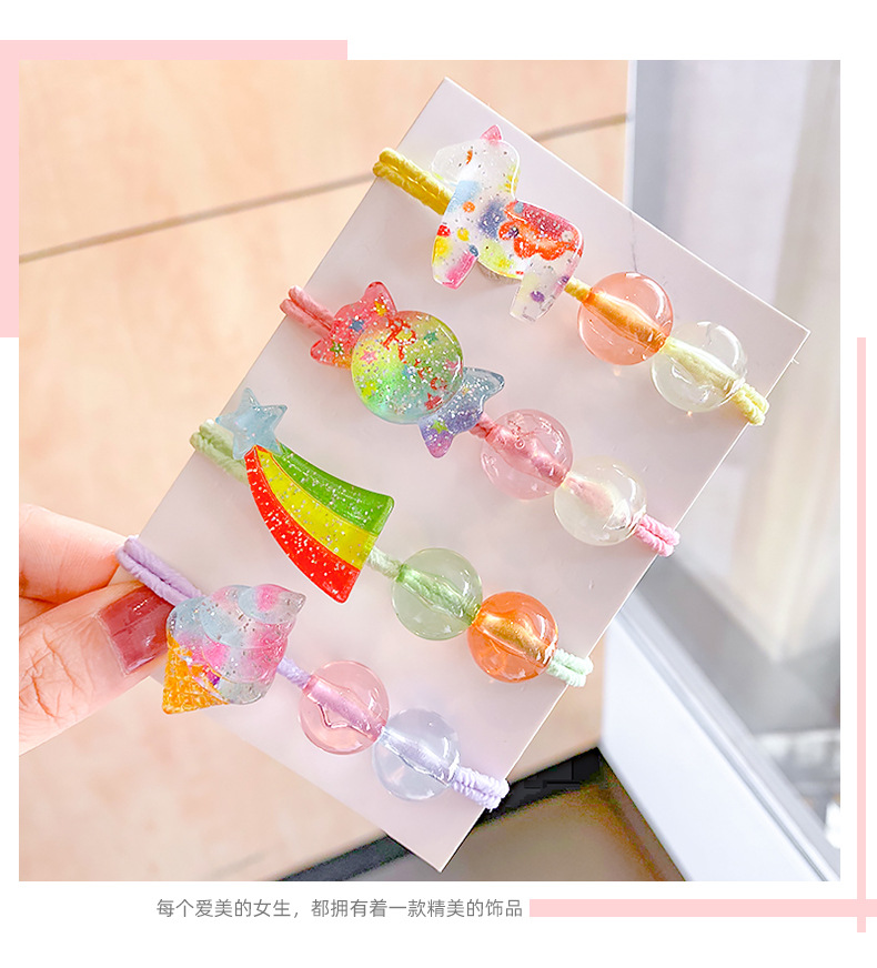 Fashion Cute Headdress Candy Color Children's Hair Rope Children Head Rope Cartoon Tie Hair Rubber Band Ball Crystal Hair Accessory display picture 9