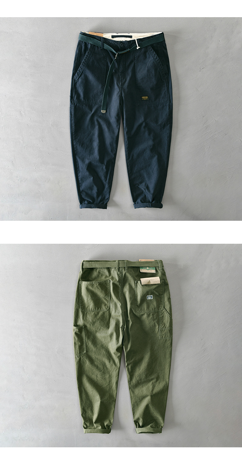 2021 Autumn Winter New Pure Cotton Men Cargo Pants Korean Style Male Casual Loose Belt Mid Waist Slim Fit Pencil Trouser GA-Z329