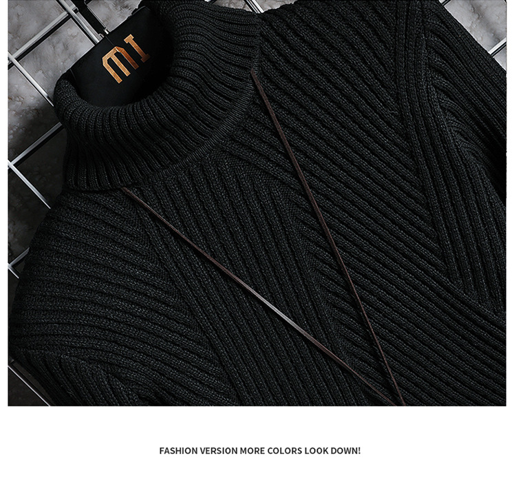 Herrenbekleidung Kurier Herbst und Winter Herren Rollkragenpullover Twill Jugend einfarbig Slim Fit trendiger dicker warmer Pullover_voghion.com