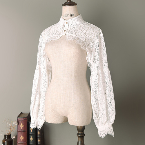 Women girls white black lace long sleeves fake collar detachable collar Women with a sweater and a fake shirt collar