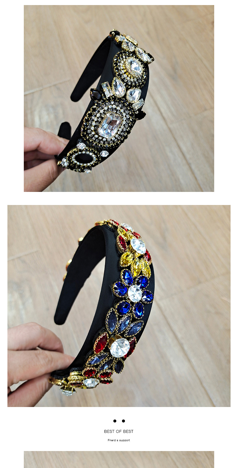 Retro Color Rhinestone  Wide-brim Hairpin Super Flash Crystal Headband display picture 2