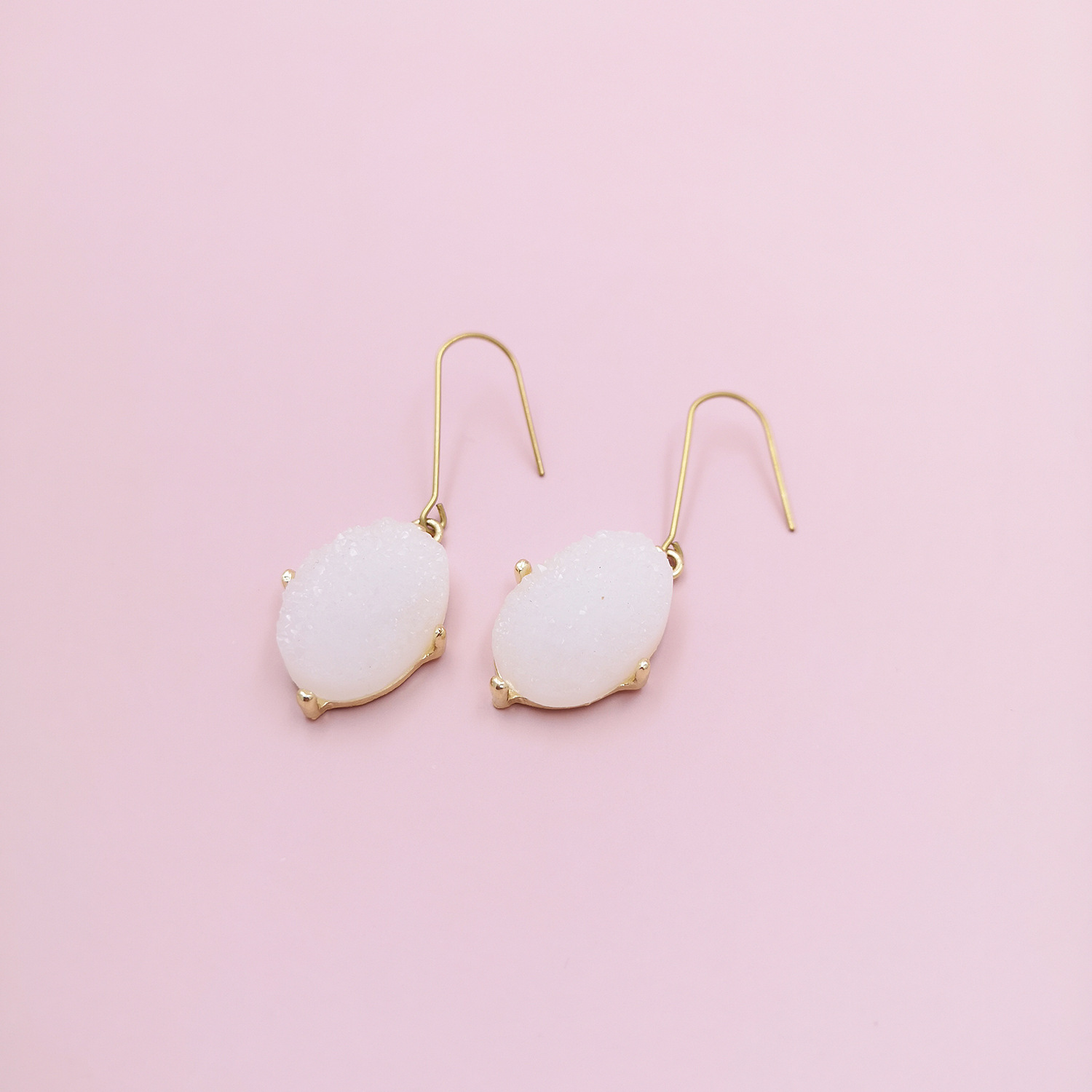 New Simple Alloy Resin  Pendant Oval Water Drop Shape  Earrings Nihaojewelry Wholesale display picture 5