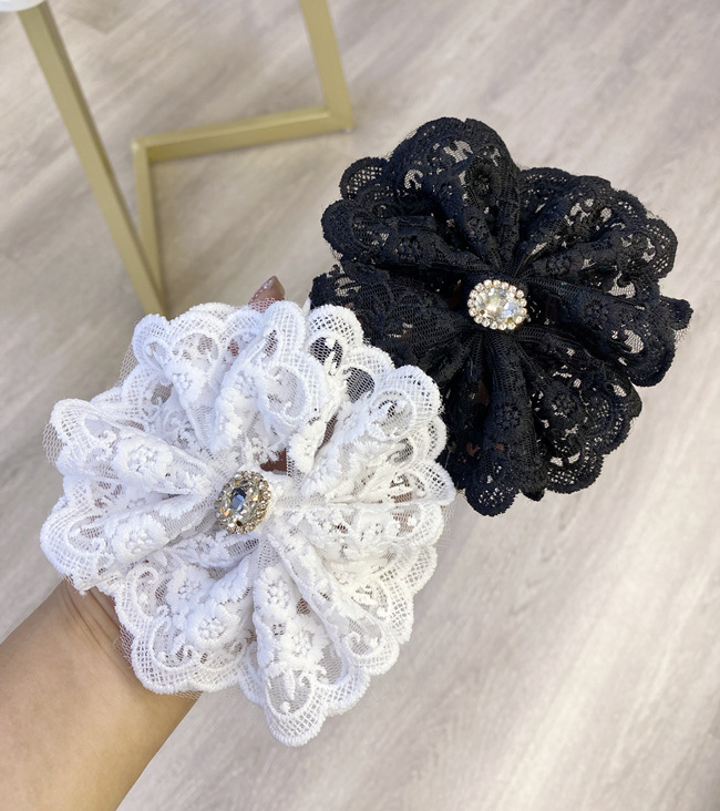 Japan And South Korea Lace Rhinestone Big Bow Hairpin Fashion Hairpin Word Spring Clip Wholesale Nihaojewelry display picture 6