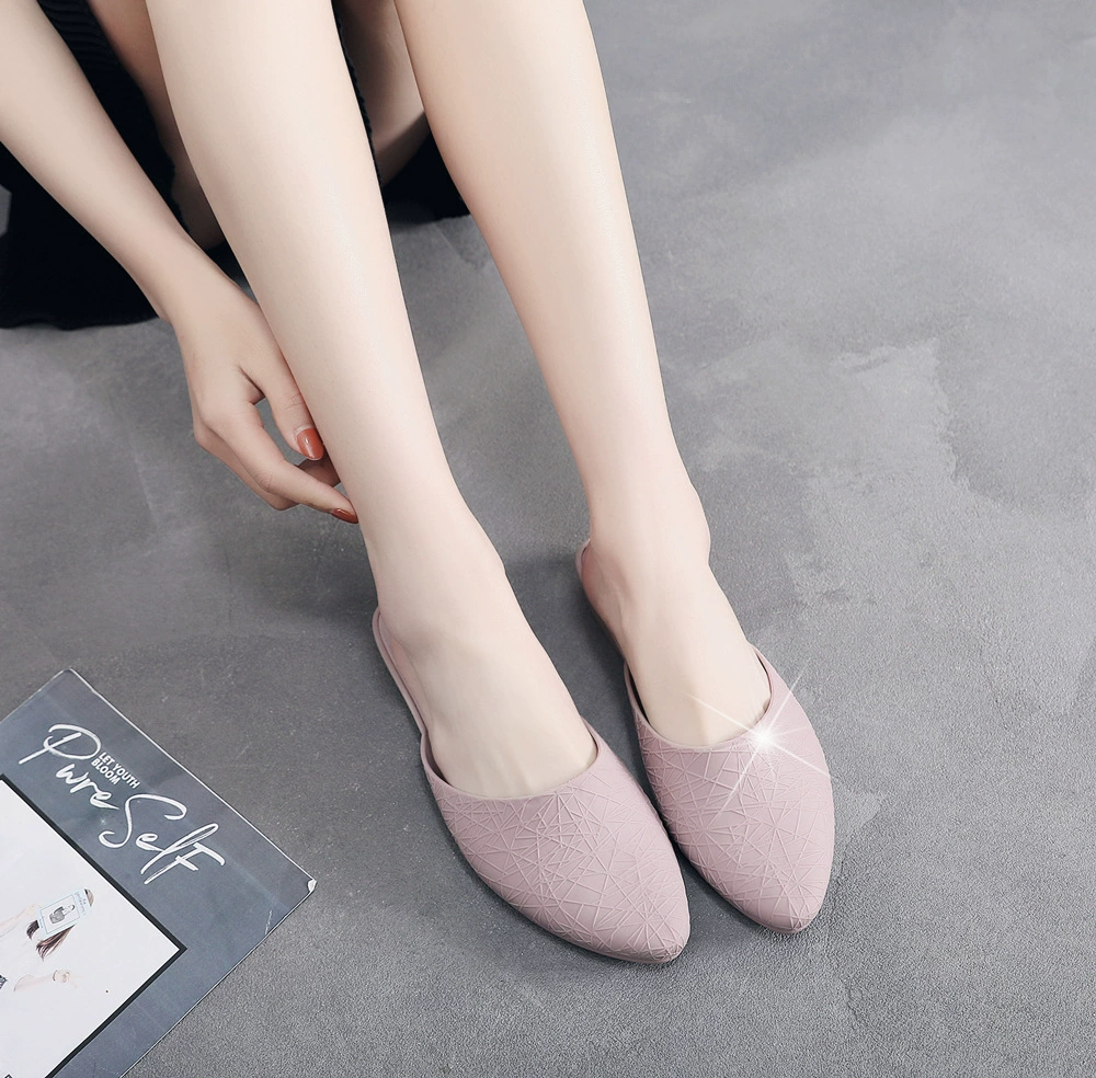 WC головка полукруглый на каблуке ленивый желе заостренные сандалии пластиковая защита * Женская обувь завод прямых продаж