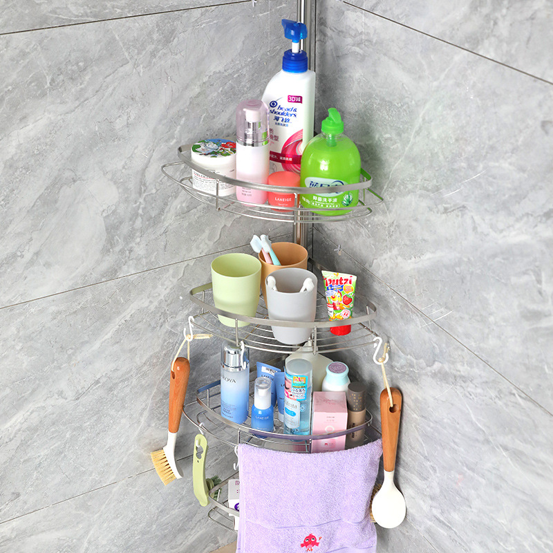 马博士浴室转角置物架不锈钢收纳架多层毛巾架角落架四层顶天立地