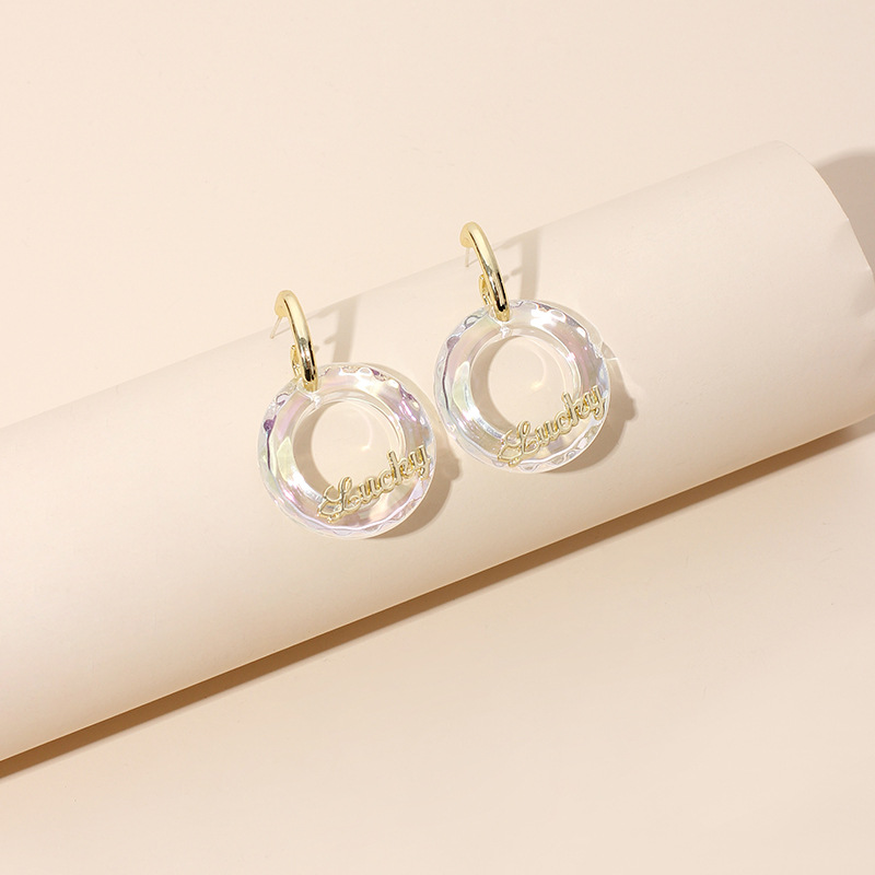 13g Weight Earrings Classification Wedding, Travel Occasion Geometric Pattern Women'S Gender Red, Yellow Color Fashion Crystal Flower Geometric Wild English Letter Ring Bear Earrings Nihaojewelry Wholesale 3