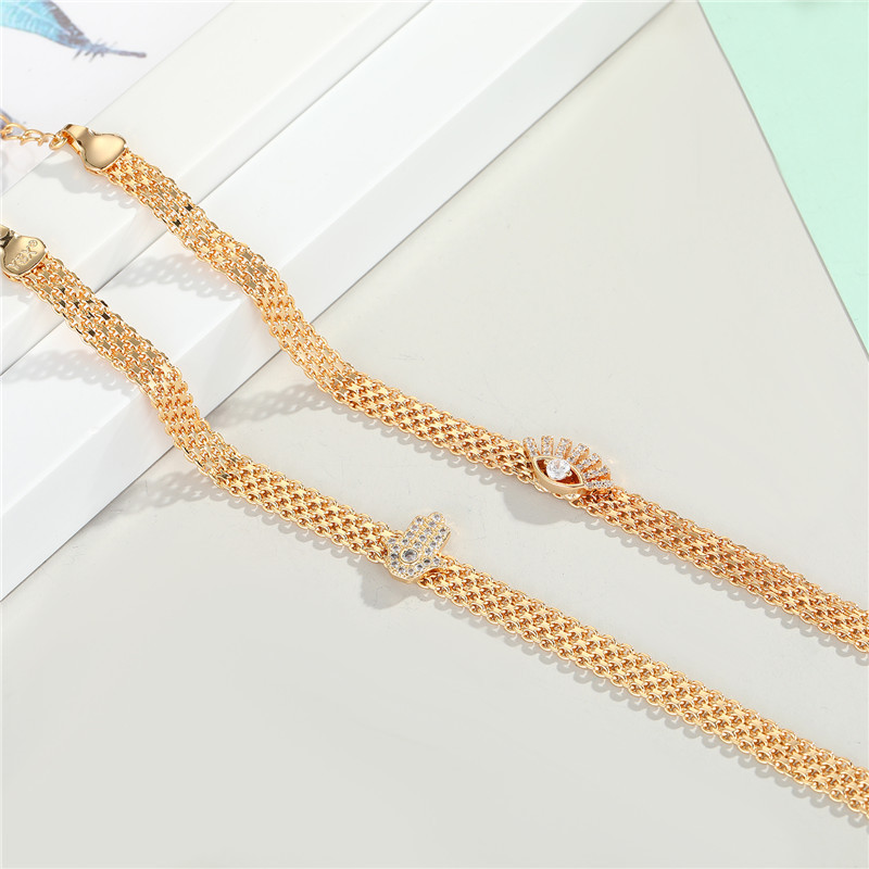 Zircon Eye Bracelet New Gold-plated Diamond Inlaid Palm Snake Bone Eye Bracelet Wholesale Nihaojewelry display picture 2